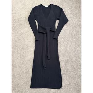 Good American Black Ribbed Midi Dress